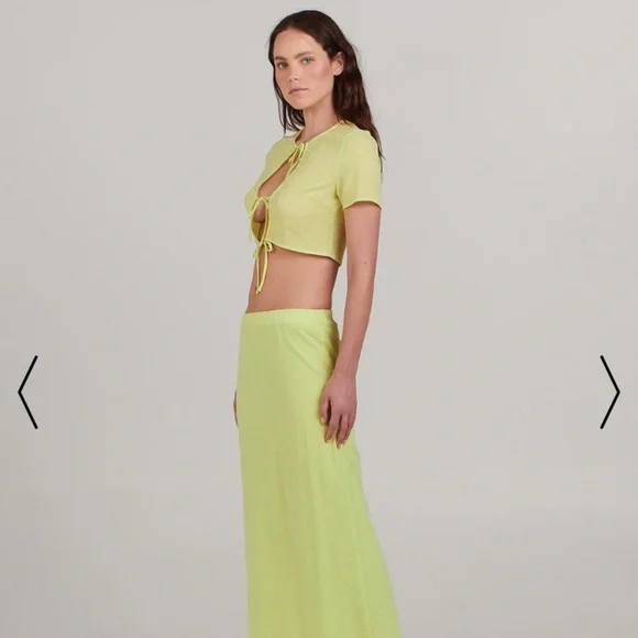 Neon zephyr Tie-Front Crop Top Charlie Sunday Nwt revolve summer boho y2k bow - Picture 2 of 5